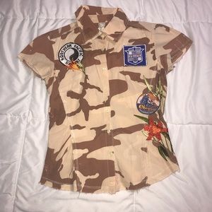 Johnny Was 3J Workshop Patchwork Camo Top